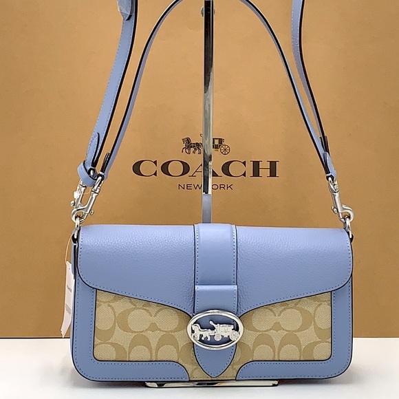 COACH Georgie Shoulder Bag In Signat Canvas COLOR
Silver/Light Khaki/Marble Blue - Picture 5 of 16